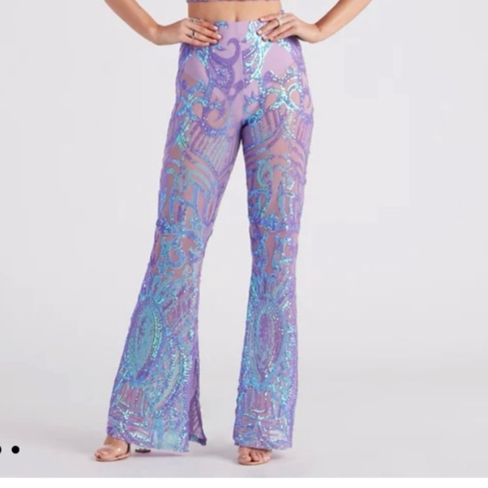 Costume or festival lavender sequin pants
